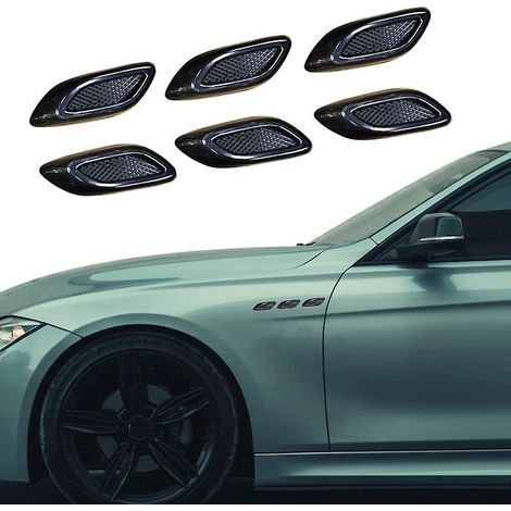Stück Schwarze Auto-kotflügel-lufteinlass-aufkleber, Universell Für Stoßstangen, Seitenlüftung, Lufthutze, Motorhaube, Tür, Abs, Chromsilber, Glänzend Schwarz