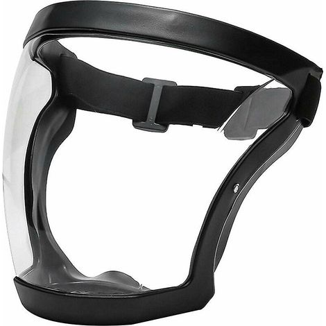 Vollgesichtsmaske (1 Stück) – Schwarz, Mit Rahmen, Beschlagfrei, Staubabweisend, Ultraklare Vollgesichtsmaske, Hygienisch, Tröpfchenabweisend, Schutzbrille