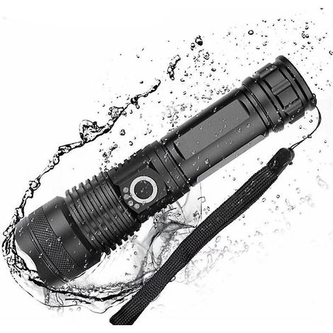 12000 Lumen Extrem Leistungsstarke Led-taschenlampe, Usb-wiederaufladbar, Xhp70.2 Taschenlampe, Hochleistungs-taschenlampe Ipx65 Wasserdicht Mit 5000-mah-akku Für Camping Oder