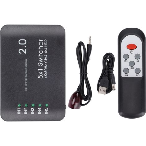 5-port 4k 60hz Hdmi-switch Mit Hdr Und Ir-fernbedienung Für Ps4 Pro Und Xbox One X