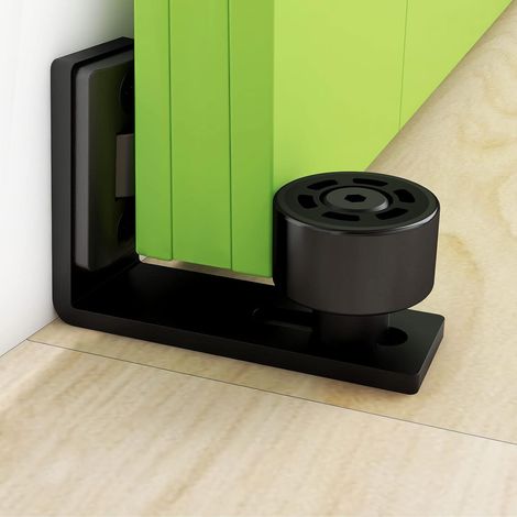 Set Mit 3 Verstellbaren Boden-/wand-/türführungen, Bodenführung Für Schiebetüren Aus Holz, Schwarz