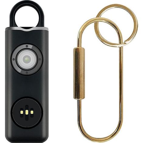 Schwarzer Safe Sound Personenalarm, Lauter Sirenenton (130 Db), Sicherheitsalarm-schlüsselanhänger Mit Led-blitzlicht, Sos-funktion, Karabiner Und Kabel