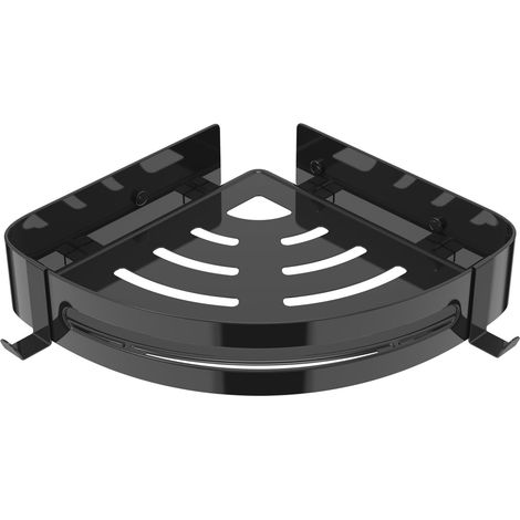 Eckduschablage, Bohrmontage, Edelstahl 304 Mit 2 Haken, Badezimmeraccessoires, Dreieckig, Geeignet Für Dusche, Studentenwohnheim Und Küche, 1 Stück (schwarz)