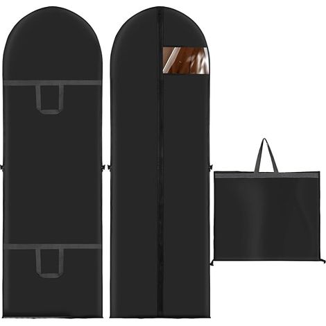 2-teiliger Kleidersack, Hängender Kleidersack Mit Reißverschluss, 180 × 60 Cm, Faltbarer Schwarzer Kleidersack Mit Sichtfenster Für Kleider, Mäntel Und Reisekleidung