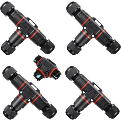 4-teiliger Wasserdichter Steckverbinder, 3-adrige Wasserdichte Kabelverbinder, Für Kabeldurchmesser Ø3–12 Mm, Ip68 Wasserdichte Elektrische Steckverbinder, T-förmig