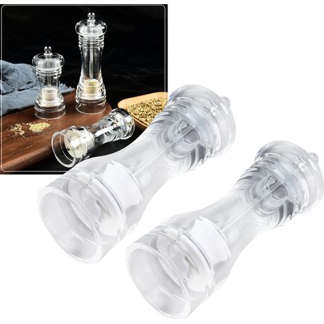 Manuelle Salz- Und Pfeffermühle Aus Transparentem Acryl – 2-teiliges Gewürzglas Mit Integriertem Mahlwerk – 15 Cm
