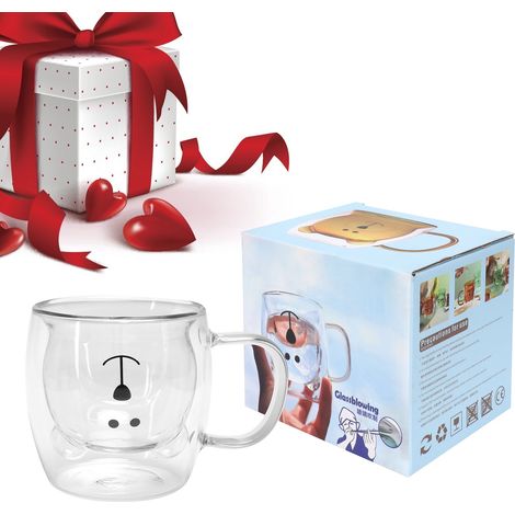 250 Ml Doppelwandiges, Bärenförmiges Glas, Kaffee-/teebecher Mit Henkel, Transparentes Design Für Zuhause