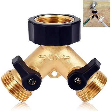 Doppel-waschmaschinen-wasserhahnadapter Aus Messing, 2-wege-wasserhahn, 3/4-zoll-wasserverteiler Für 2 Geräte