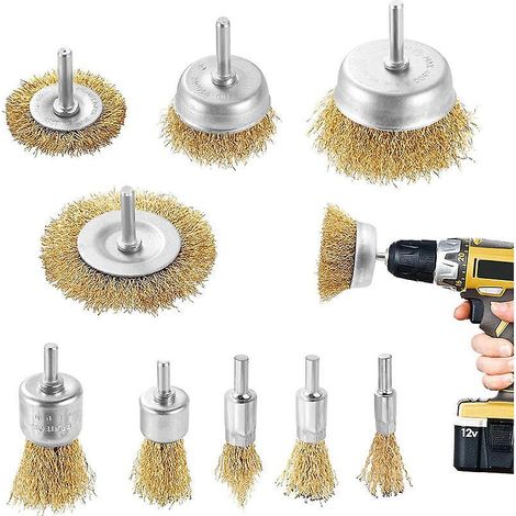 9-teiliges Metallbohrerbürsten-set, Bohrerreinigungsbürste Für Rost, Korrosion Und Lack