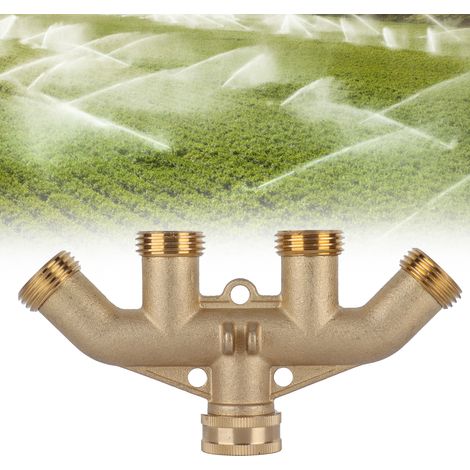 4-wege-gartenarmatur Aus Messing (g3/4) Mit Kugelventil, Verteiler Und Schlauchanschluss
