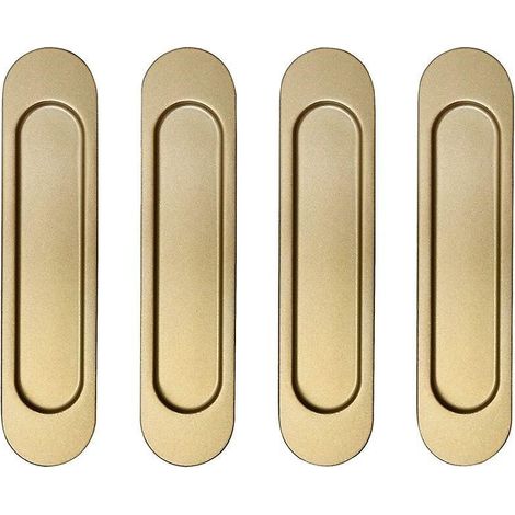 Set Mit 4 Selbstklebenden Schiebetürgriffen In Gebürstetem Gold, Ovale Möbelgriffe Aus Aluminiumlegierung, Kein Bohren Erforderlich