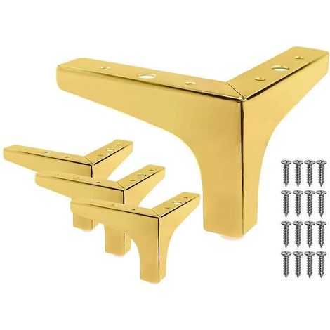 Set Mit 4 Goldenen Beinen - 10 Cm Lange Dreieckige Metallbettbeine, Möbelfüße Für Diy-tische Und Kleiderschränke