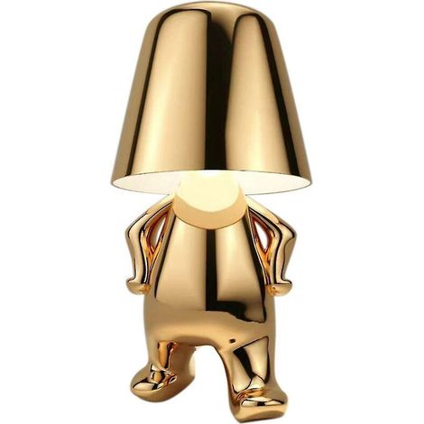 19x10x10cm Led-tischleuchte „kleiner Goldener Mann“, Touch-bedienung, Dimmbar, Nachtlicht