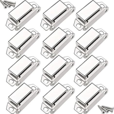 12 Stück Magnetische Türverschlüsse Aus Edelstahl, 45 Mm, Magnet-türriegel Für Möbel, Schubladen Und Schränke, Inklusive Schrauben