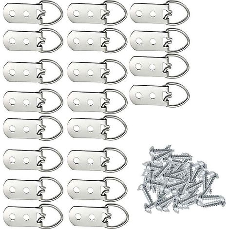 20er-pack D-ring-staffelei Mit 40 Schrauben, Robustem Doppellochrahmen, Aufhängevorrichtung Für Bilderrahmen, Gemälde, Uhren, Kunstwerke Und Bilder