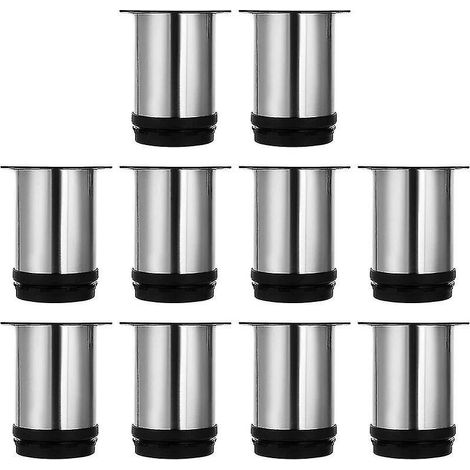 Set Mit 8 Verstellbaren Möbelfüßen, 80 Mm Höhe, Runde Möbelfüße Aus Gebürstetem Edelstahl, Tischbeine Für Sofas, Höhenverstellbar
