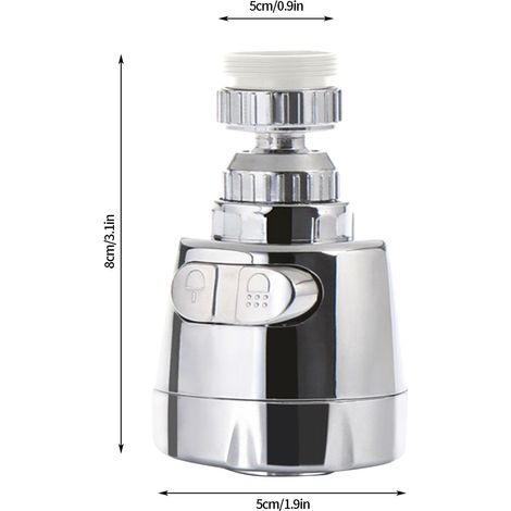 Faucet Aerator - 2-mode Rotating Spray Head - M22/m24 Compatible - Abs + Chrome Plated - 50x85 Mm - 1 Piece
