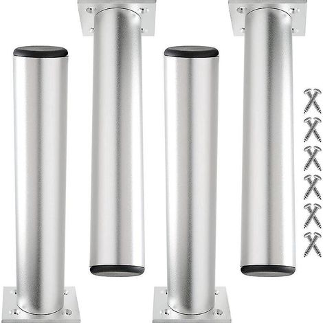 4er-set Verstellbare Möbelfüße, 20 Mm, Silberfarbenes Metall, Ersatz-tischbeine Inklusive Schrauben Für Sofa, Kleiderschrank, Bett