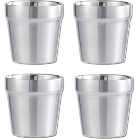 4-teiliges Set Hochwertiger, Bruchsicherer Und Stapelbarer Edelstahlbecher (300 Ml) Für Getränke
