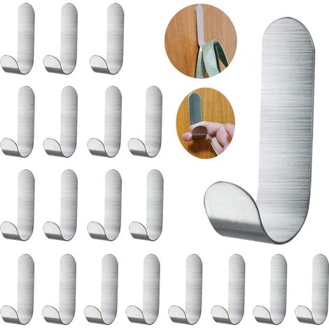 20 Edelstahl-wandhaken Mit Klebefläche Zum Aufhängen Von Mänteln, Taschen Und Dekoartikeln (20er-packung, Silber)