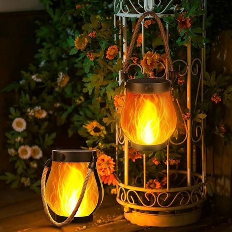Wasserdichte Solar-gartenleuchte Mit Flackernder Flamme – Usb-aufladbare Außendekoration, Terrassenbeleuchtung