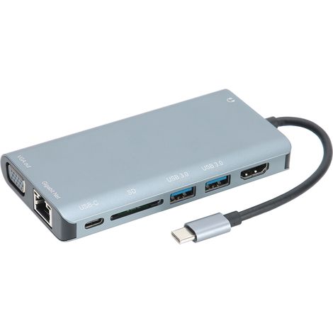 8-in-1 Usb 3.0 Hub Mit 4k Hdmi-, Vga- Und Usb-anschlüssen Aus Aluminiumlegierung Für Pc