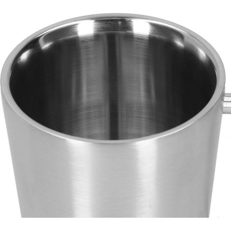 Isolierter Bierkrug (340 Ml) Aus Edelstahl 304 Mit Henkel, Doppelwandiger Becher Für Kaffee Und Andere Getränke, Edelstahlfarbe