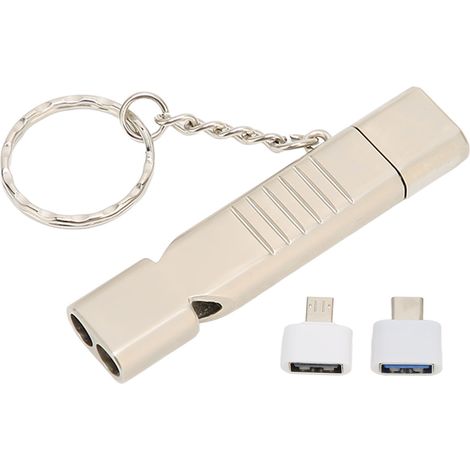 Pfeife, Usb-3.0-stick, 120 Db Sos, Outdoor, Wasserdicht, Multifunktional, 16 Gb Usb-stick, Silberfarben Mit Schlüsselanhänger