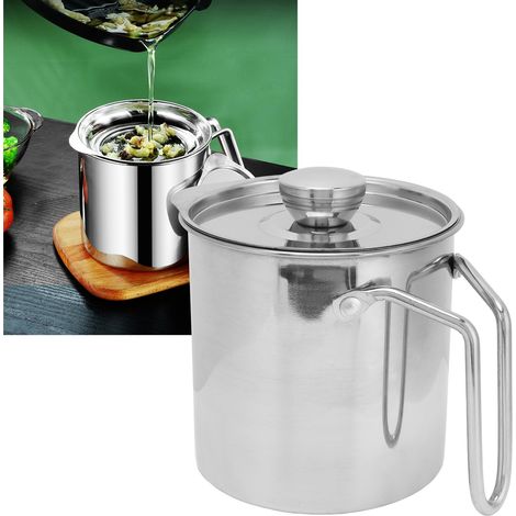 Ölbehälter Aus Edelstahl Mit Griff – 1300 Ml Küchenfettfilter