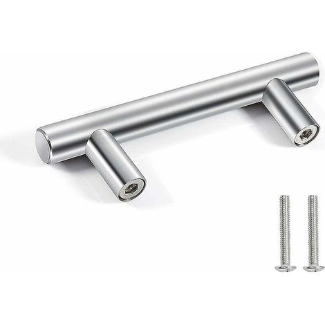 10x Türgriffe Aus Silberfarbenem Edelstahl Mit 96 Mm Lochabstand, Möbel- Und Schrankgriffe Inklusive Schrauben