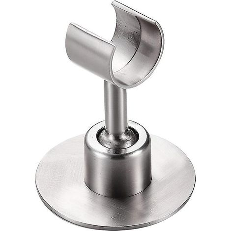 Ein Silberner, Perforierter Duschhalter Mit Festem Duschkopfsockel, Universell Verstellbarem Duschzubehör Und Einer Hängeduschkopfhalterung.
