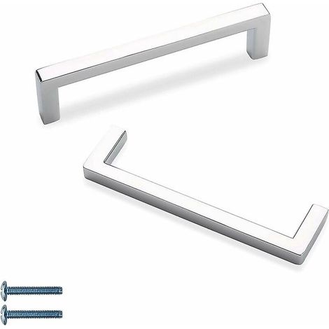 Set Mit 2 Silberfarbenen Edelstahl-möbelgriffen, 128 Mm, Für Schranktüren Inklusive Schrauben