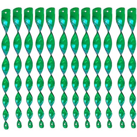 12 Stück Grüne, Reflektierende Vogelscheuche, Reflektierende Windspirale, Reflektierendes Vogelabwehrmittel, Windspirale-vogelabwehrmittel