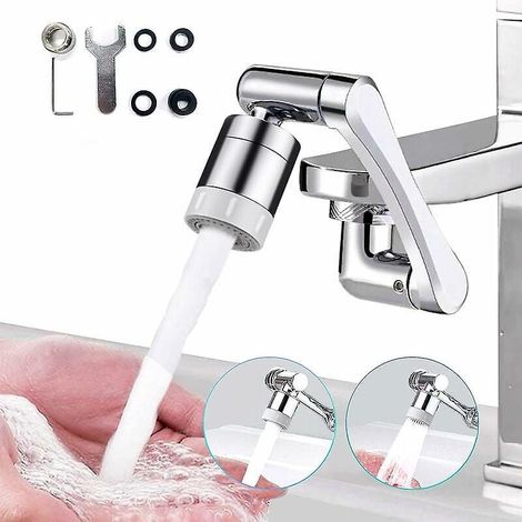 Wasserhahn-luftsprudler-befestigung, 1080° Schwenkbarer Wasserhahn-luftsprudler, Multifunktionaler Drehbarer Verlängerungswasserhahn Mit 2 Strahlfunktionen, Fi