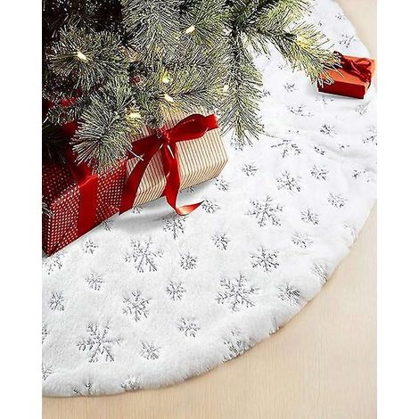 Weihnachtsbaumdecke Aus Flanell Mit Schneeflockenmuster – Silber, 9 Cm, Weihnachtsbaumschmuck, Künstliche Wollbaumdecke, Weihnachtsbaumdekoration