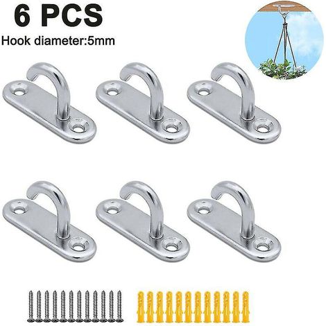 Badezimmerhaken-set, 6-teilig, Edelstahl, Halb Offen, Wandhaken, Einzelhaken, Deckenhaken