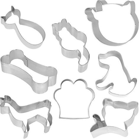 Niedliches Katzen- Und Hunde-keksausstecher-set, 8-teilig, Keksform, Kätzchen-omelett, Edelstahl, Welpen-tier-set.
