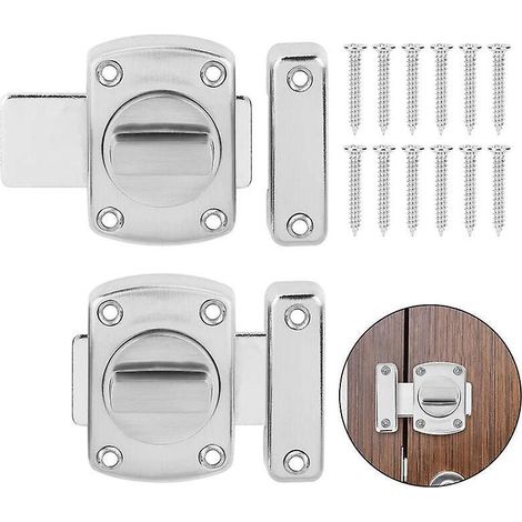 Set Mit 2 Drehbaren Türriegeln Aus Zinklegierung In Silber, Innentürschloss Mit 12 Schrauben Für Schlafzimmer, Büro, Badezimmer