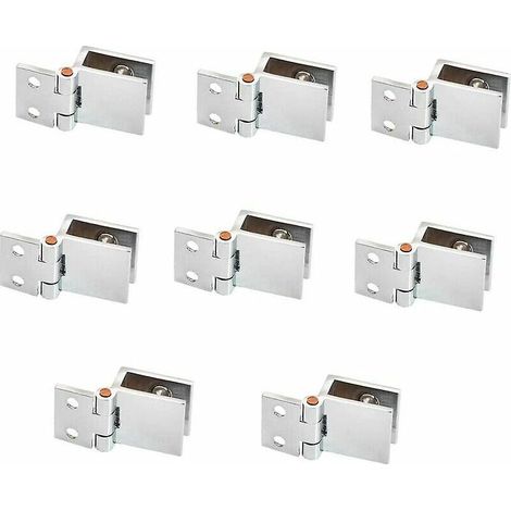 Set Mit 8 Glastürscharnieren – 5 Mm – 8 Mm – Verstellbar – Einzelklemme Für Schränke – Glastürscharniere – Wandmontage
