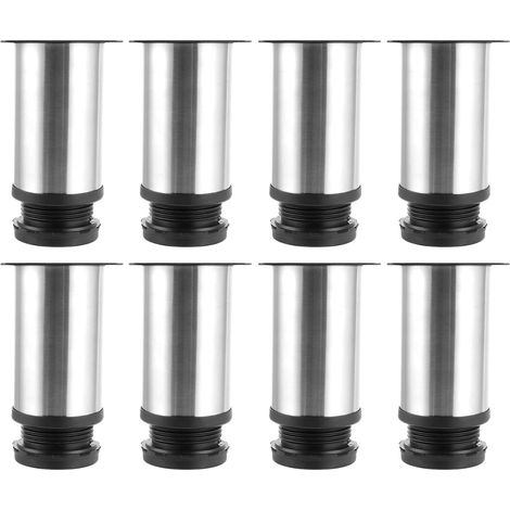 8-teiliges, Verstellbares Möbelbein-set, Silberfarben, 50 X 250 Mm, Edelstahl, Für Sofa Und Schrank, Silberfarbenes Metall