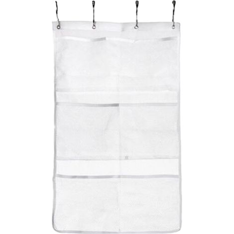 Mesh Shower Organizer - Hanging Bath Caddy With 6 Compartments - For Shower Rod Glass Door Towel Rack - Foldable Travel Friendly - 1 Piece