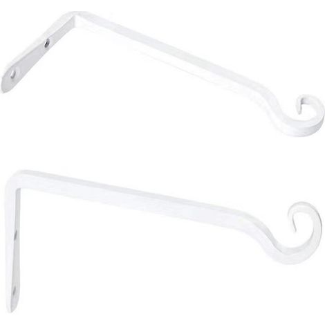 Set Mit 2 Weißen, Schmiedeeisernen Wandhaken Zur Gartendekoration Mit Schrauben Für Pflanzen, Vogelfutterhäuschen, Laternen
