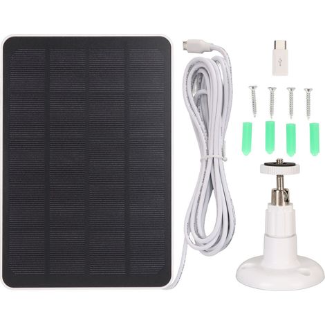 Ip65 5v 4w Solarpanel Für Kameras, Wasserdichtes Micro-usb-/usb-c-ladegerät, Weiß