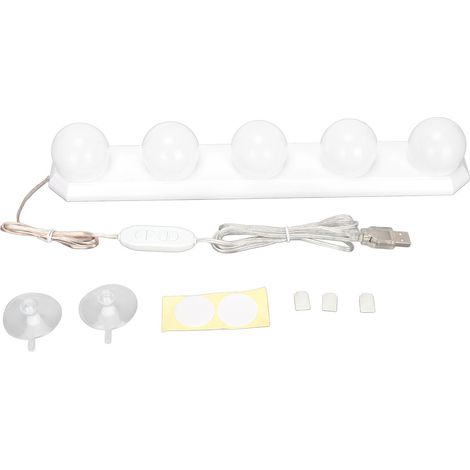 Tragbarer Led-beleuchteter Badezimmerspiegel, 5 Verstellbare Glühbirnen, 3 Farbmodi Und 10 Helligkeitsstufen