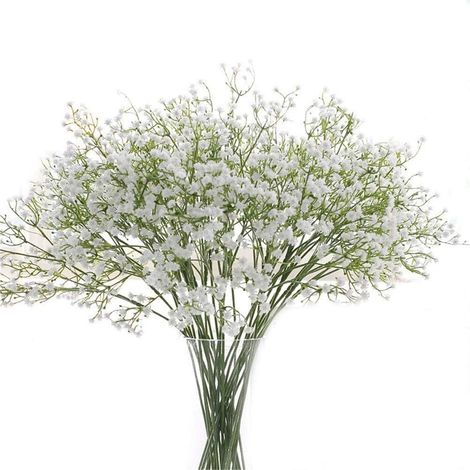 Set Mit 10 Flexiblen Künstlichen Schleierkrautstängeln, 63 Cm Lang, Für Hochzeitsdekorationen, Tischdekorationen Und Ornamente Im Innen- Und Außenbereich, Weiße Farbe.