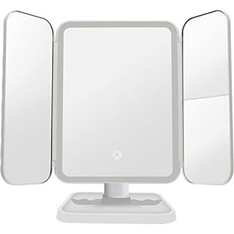 Intelligenter Kosmetikspiegel Mit Led-beleuchtung Und Vergrößerung, Faltbarer 3-in-1-reisespiegel