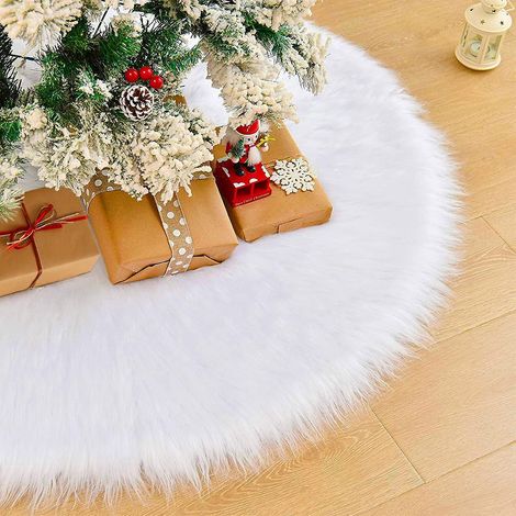 79 Cm Weihnachtsbaumdecke, Weihnachtsbaumrock, Reinweiße Plüschmatte, Weihnachtsdekoration, Runder Kunstfell-baumschutz Für Weihnachten Und Neujahr