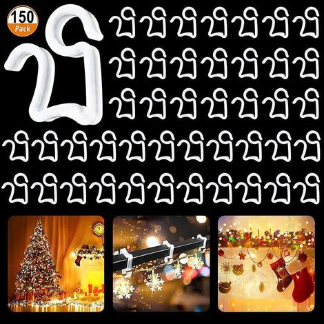 150 Stück Weiße Weihnachtslichterclips, Miniclips, Kunststoff-dachrinnenhaken Für Dekorative Außenbeleuchtung