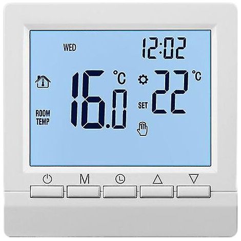 Intelligenter Wandthermostat Mit Lcd-display Für Fußbodenheizung, Weißer Hintergrundbeleuchtung, Weißer Beleuchtung Und Temperaturtimer
