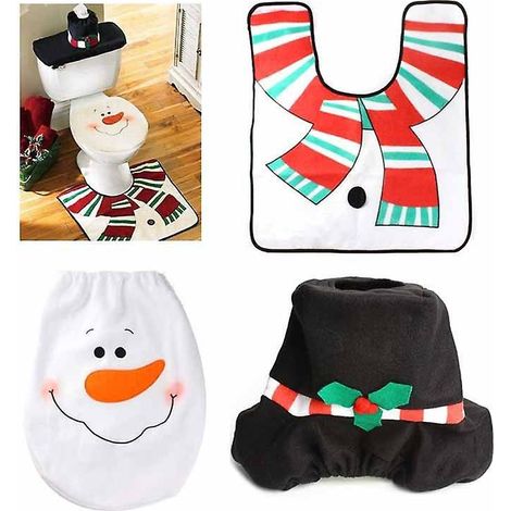 Weihnachtsdekoration, 3-teilig, Neue Toilettensitzbezüge, Schneemann-weihnachtsdekoration